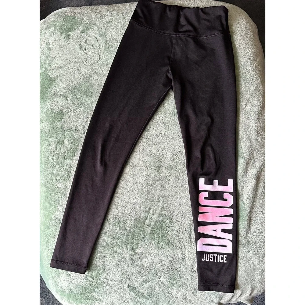 Justice Dance Leggings Kids Girls Black Graphic Activewear‎ Pants